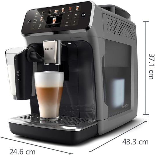 Expresso broyeur Série 5500 EP5544/50– 20 Boissons Chaudes et Glacées, Carafe LatteGo facile à nettoyer, SilentBrew, QuickStart, Machine à café à grain Noir/Argent